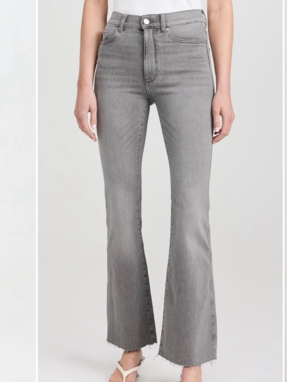 DL1961 Bridget Boot High Rise Instasculpt Crop jeans 29 gray wash raw hem
